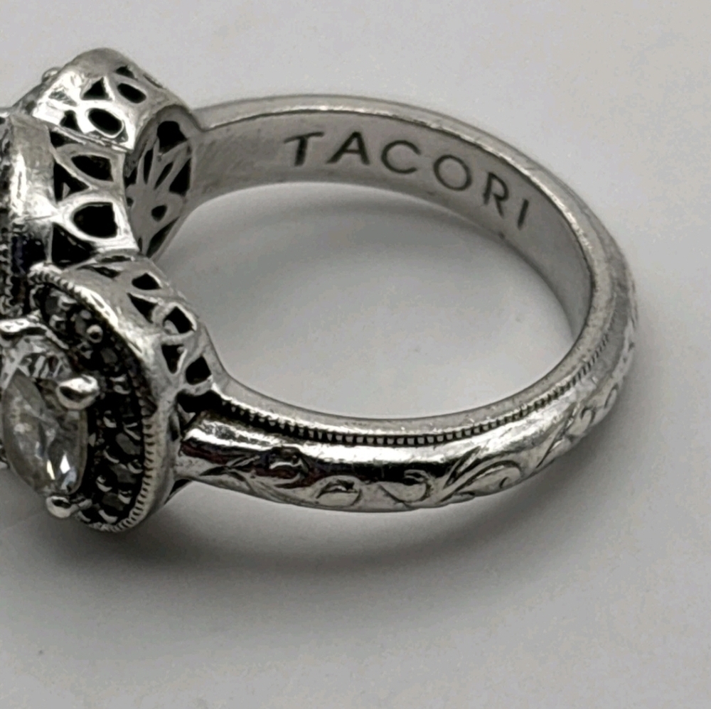 Tacori Beautiful Sterling Silver Three Stone Cubic Zircon Ring Size 7 - Picture 4 of 8